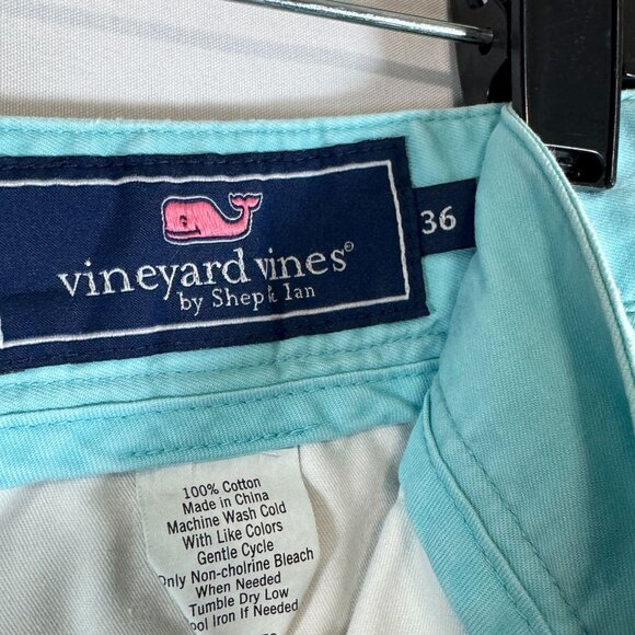 Vineyard Vines Mens Club Short 36 Aqua Blue 100% Cotton Casual Flat Front - Picture 2 of 6